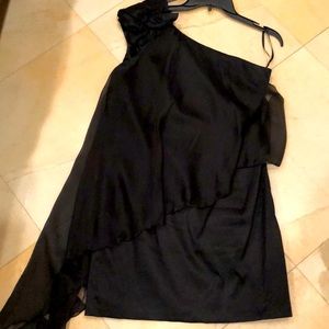 One shoulder chiffon overlay dress